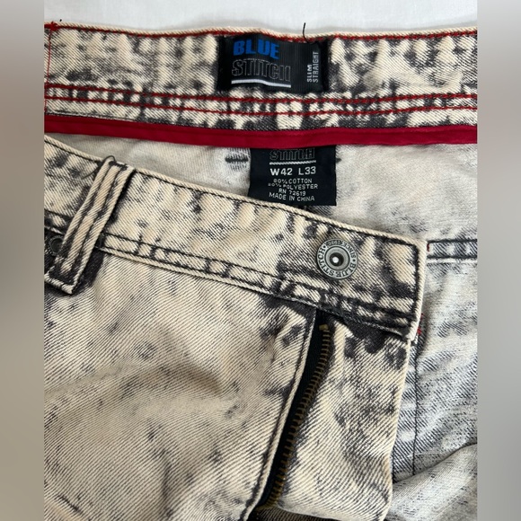 Blue Stitch  Men’s Jeans Khaki & Black  Size 42 X 33 New - Picture 5 of 9